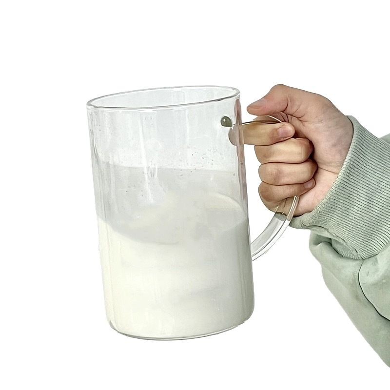 Vaso de vidrio de borosilicato de 1 L con pajilla
