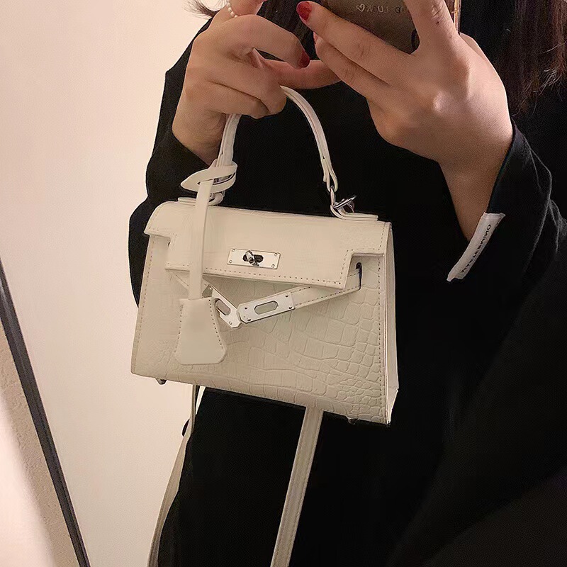 Small Women's Bag Summer Versatile 2026 New Trendy Fashion Crossbody Bag Crocodile Pattern Handbag Small Square Bag Kelly Bag