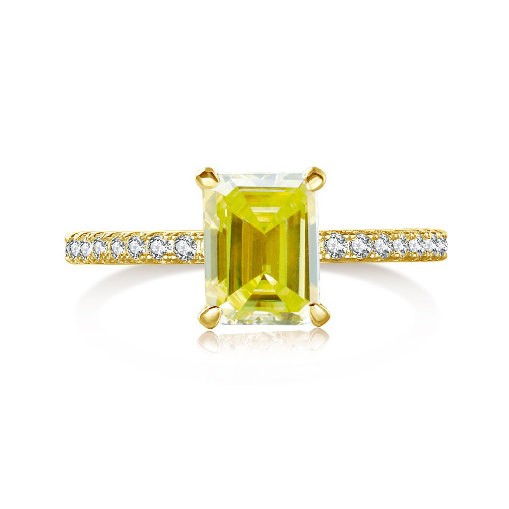 2 quilates esmeralda corta rosa color anillo de piedra de moissanita plata esterlina S925 anillo de fila correa de boda certificado GRA