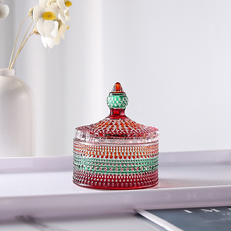 Hand-Painted Multicolor Gradient Candy Storage Jar, Mongolian Jar, Jewelry Storage Glass Candy Jar, Decorative Piece with High Aesthetic Value and Light Luxury Hand-Painted Multicolor Gradient Candy Storage Jar, Mongolian Jar, Jewelry Storage Glass Candy Jar, Decorative Piece with High Aesthetic Value and Light Luxury