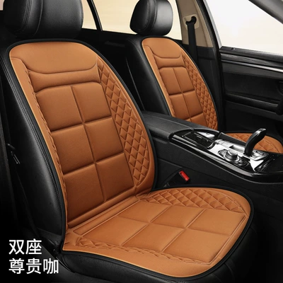 Cushion Cross-Border, Seat cushion, seat cover - cy226-double-seat-coffee-brown-heating-wire-heating-1224v-universal-fiber-fabric-model