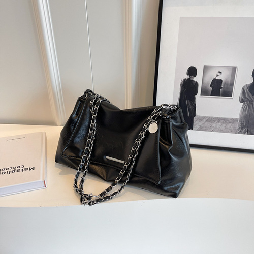 2024 New Leisure Soft Face Large Capacity Bag for Women, Trendy and Versatile Chain Top Handle Bag, Single Shoulder Crossbody Bag