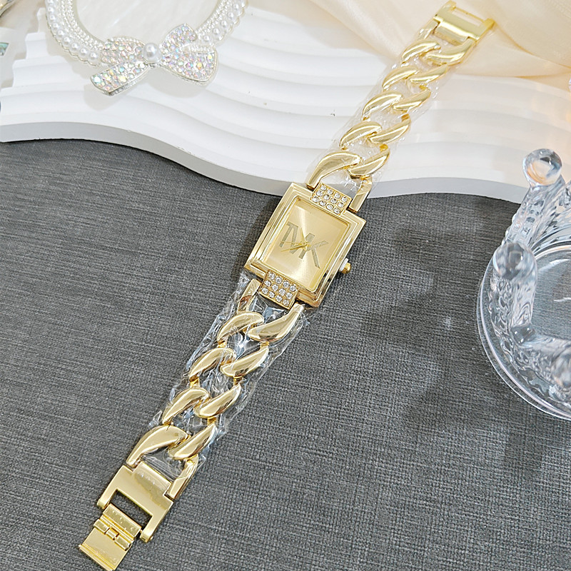 Cross-Border New Style European and American High-End Bracelet Women's Watch, Light Luxury Fashion Quartz Watch, Hollow Diamond-Encrusted Square Women's Watch