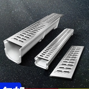 Stainless Steel Floor Drain Cover Kitchen Water Groove Finished Drainage Groove Resin Water Groove U-Shaped Groove Sewer Cover M&
