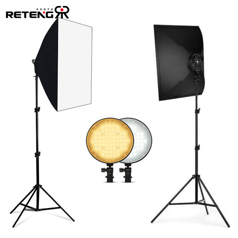 锐腾 直播补光灯 遥控调光柔光箱套装 三色温直播灯 拍照补光灯