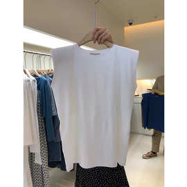 来图来样定制 纯色圆领宽松无袖t恤女夏季显瘦休闲背心上衣服批发