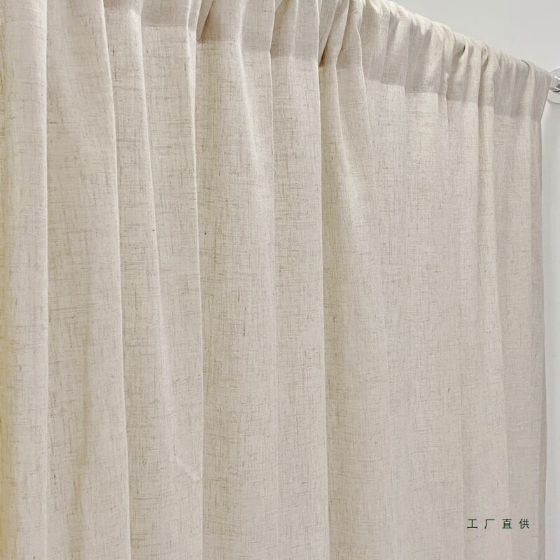 Clearance of Foreign Trade Stock: Natural Linen Solid Color Nordic Customizable Ready-Made Curtains with Rod-Hanging Straps, Cotton-Linen, Blackout and Sunshade Clearance of Foreign Trade Stock: Natural Linen Solid Color Nordic Customizable Ready-Made Curtains with Rod-Hanging Straps, Cotton-Linen, Blackout and Sunshade