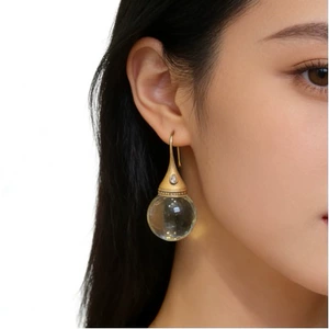 Янтарные модные качественные серьги, 18mm, серебро 925 пробы