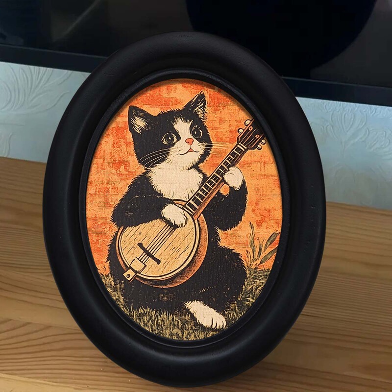 New Style Wooden Oval Photo Frame for Guitar-Playing Kitten, Creative Retro Picture Frame Photo Wall Combination, Wholesale from Manufacturer New Style Wooden Oval Photo Frame for Guitar-Playing Kitten, Creative Retro Picture Frame Photo Wall Combination, Wholesale from Manufacturer