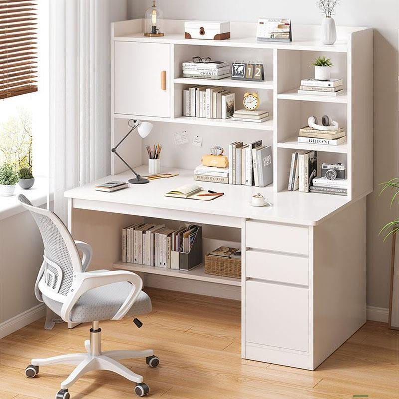 Desk and Bookshelf Integrated Table with Bookshelf, Desktop Computer Desk, Home Bedroom Student Study Writing Desk and Chair Set