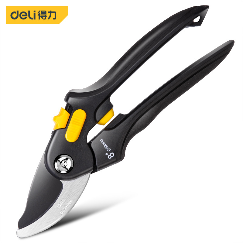 得力花枝剪果枝剪树枝8寸剪园艺剪刀SK5钢包胶特DL2789A