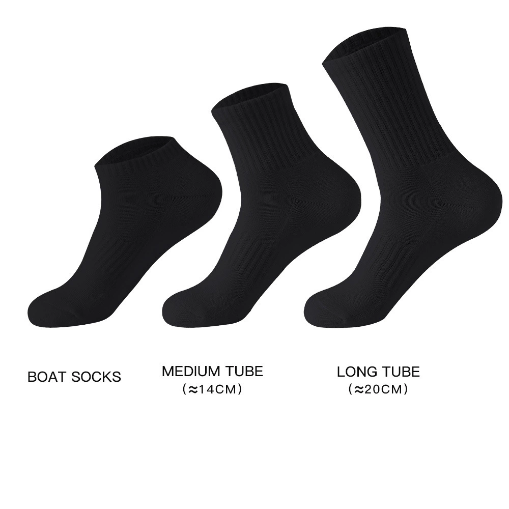 Cotton deodorized men's black knee socks, demi-season solid high boots, mid-length