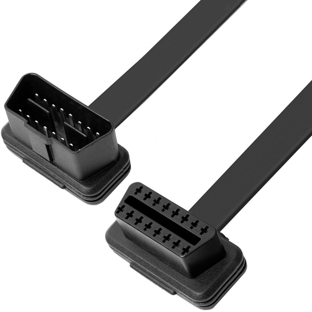 OBD2公对母延长线OBD弯头扁线面条线GPS追踪ELM327汽车检测线8芯