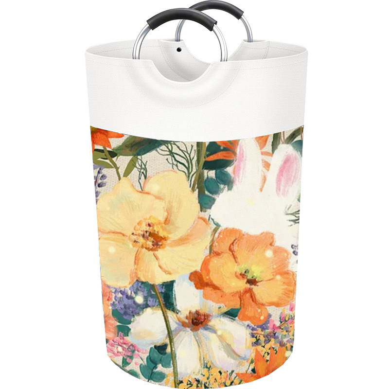 Barril de almacenamiento de impresión de tela de gran capacidad transfronterizo, artículos diversos, cestas de ropa sucia, cestas de lavandería plegables para el hogar se pueden personalizar