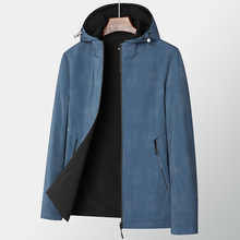 嘉杰男士春秋夹克双面穿中青年商务拆卸帽长袖外套
