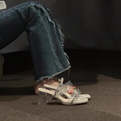 女鞋夏季新款涼鞋女中跟水晶跟高跟鞋粗跟兩穿水鑽外穿涼拖鞋