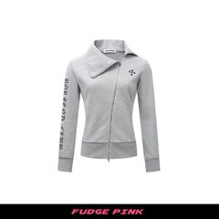 Fudge Pink 25秋季新品美式复古辣妹不规则开衫连帽卫衣