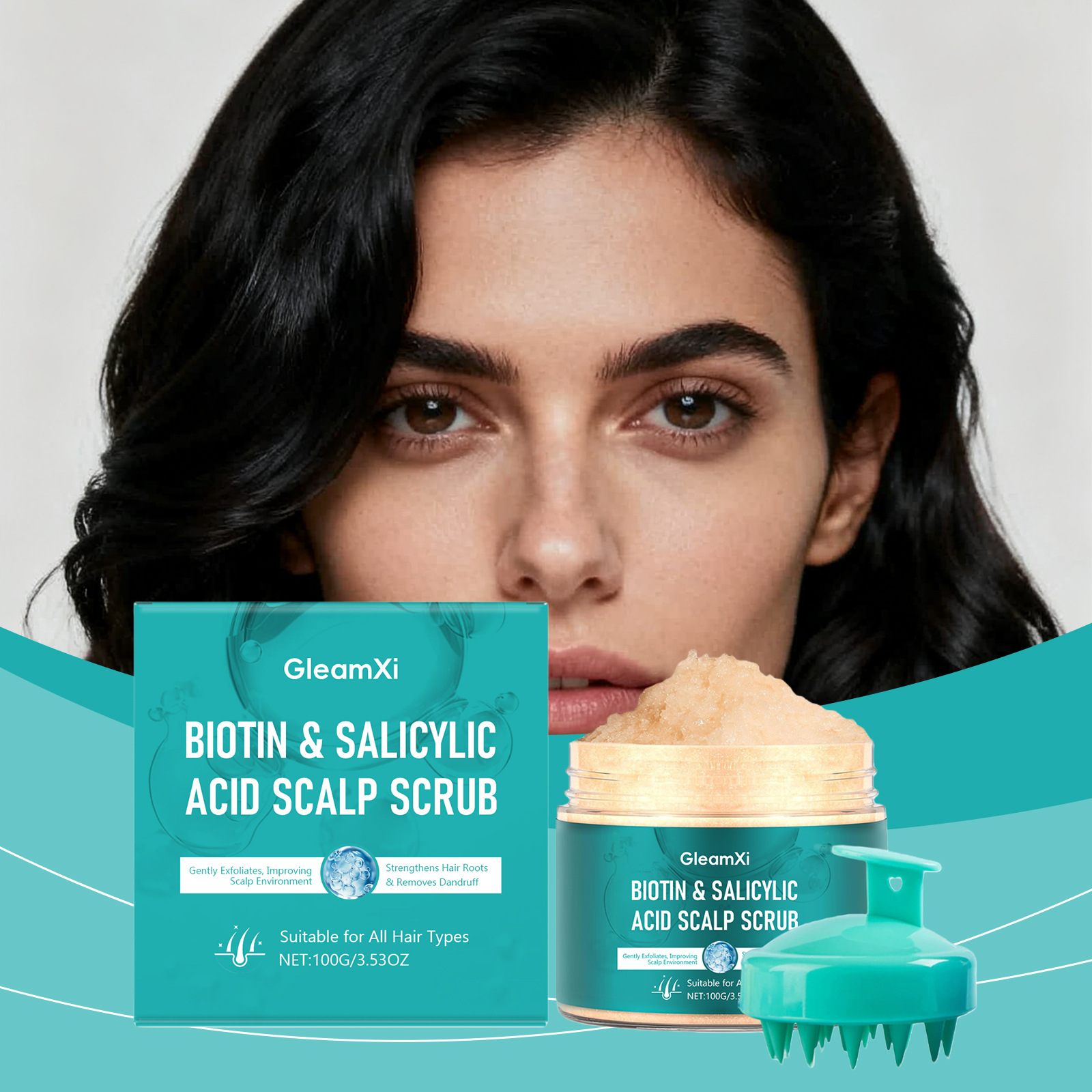 Gleamxi Salicylic Acid Scalp Scrub Gentle Scalp Care Cleansing Daily Refreshing Hair Scrub
