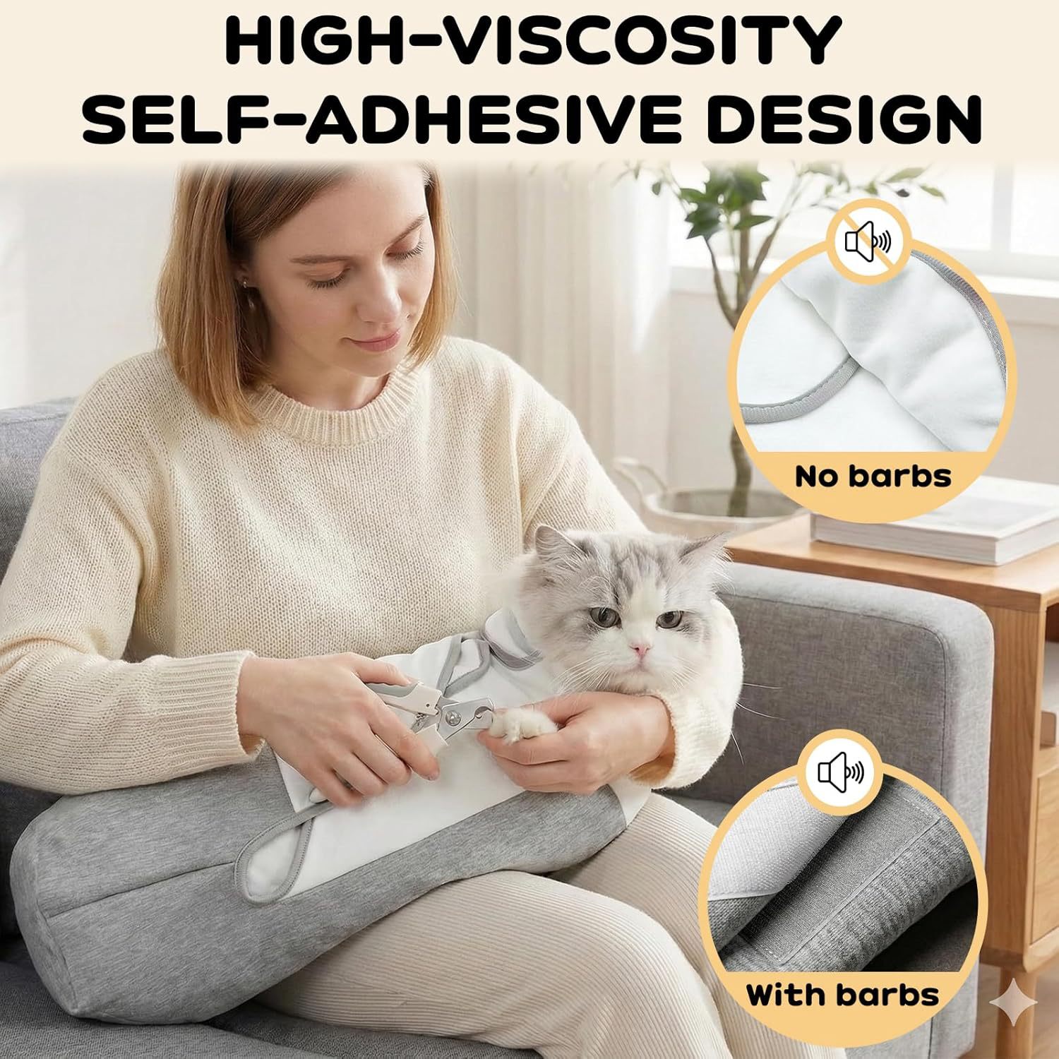 Cross-Border New Product: Portable Anti-Scratch and Bite Pet Grooming Suit with Silent Self-Adhesive Design, Cat Grooming and Calming Wrap