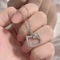 Белое медное покрытие S925 серебряное милое KT кошка живое кольцо девушка мультфильм мягкое ожерелье для девочек Женский лучший друг просто отправить подруге