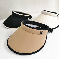 字母標拼色發箍式空頂帽子女夏天新款韓版網紅ins夏天防曬遮陽帽
