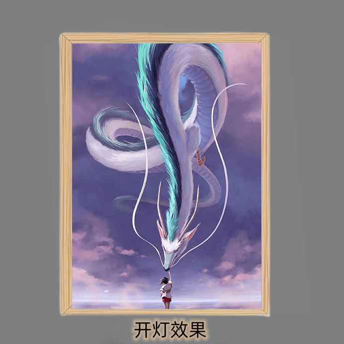 千與千尋創意桌面擺檯燈光畫 LED發光相框裝飾畫臥室床頭夜燈擺件