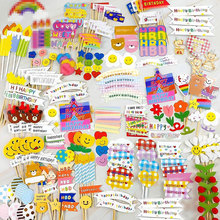 蛋糕插件插牌彩旗生日小熊太阳花韩风装扮彩虹蜡烛儿童笑脸装饰