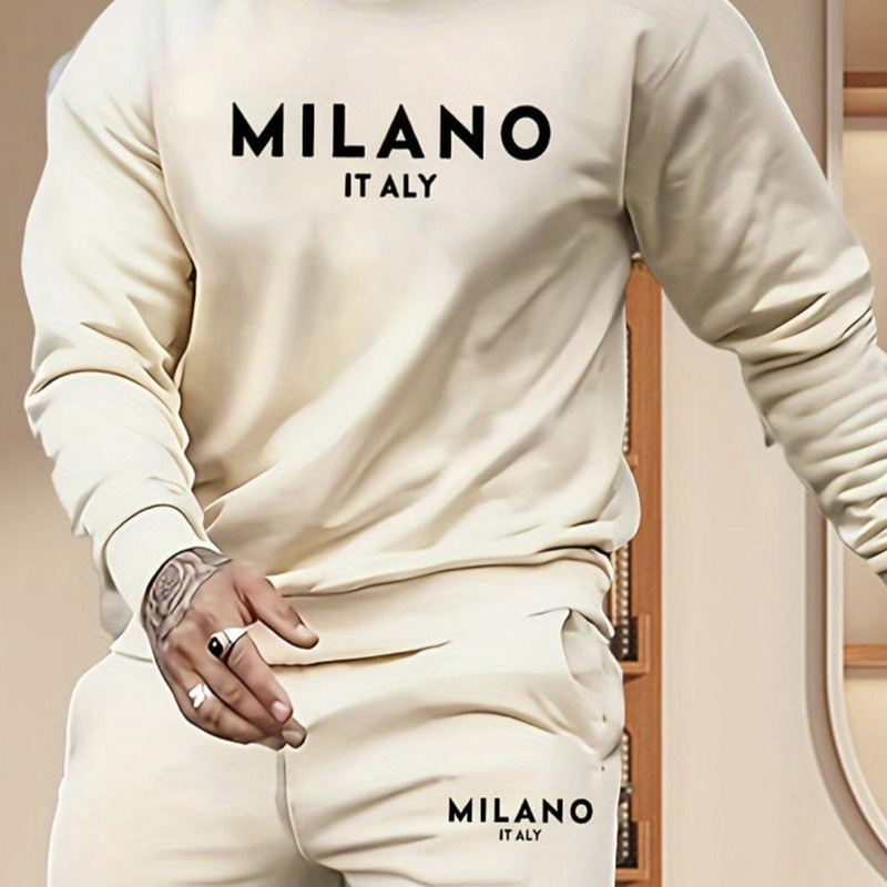 Cross-Border Amazon Hot-Selling Autumn and Winter Sweatshirt and Sweatpants Two-Piece Set for Men and Women, Casual Fleece-Lined Crew Neck Shirt Set Wholesale