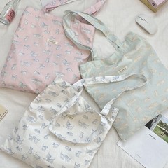 58112 可爱卡通印花单肩包夏日新款大容量手提包学生上课帆布包袋