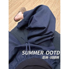 女性用オールインワンウォッシュドテンセルリネンワイドレッグパンツ、夏用薄手ルーズスリムストレートパンツ、レイジーリネンコットンフロアモップパンツ