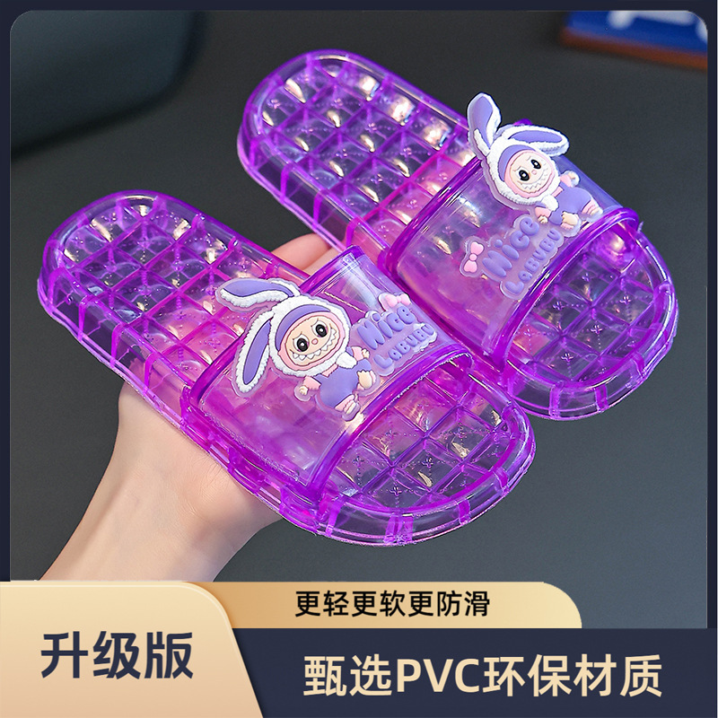 儿童水晶透明拖鞋男童女童不吸水不臭脚卡通镂空防滑防臭抗菌凉拖|undefined