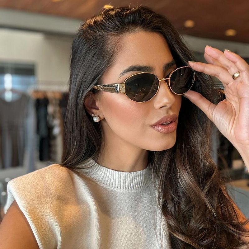 新款欧美时尚椭圆框太阳镜女高级感墨镜女潮防晒跨境批发sunglass