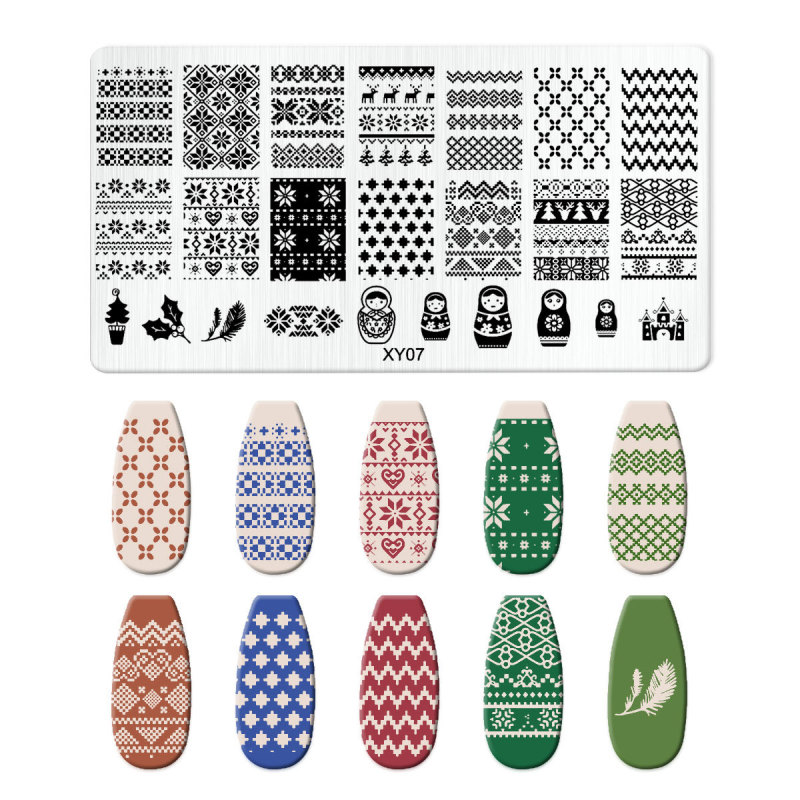 美甲印花钢板爆款雪花圣诞 NailSteelPlate转印指甲模板工具批发|undefined