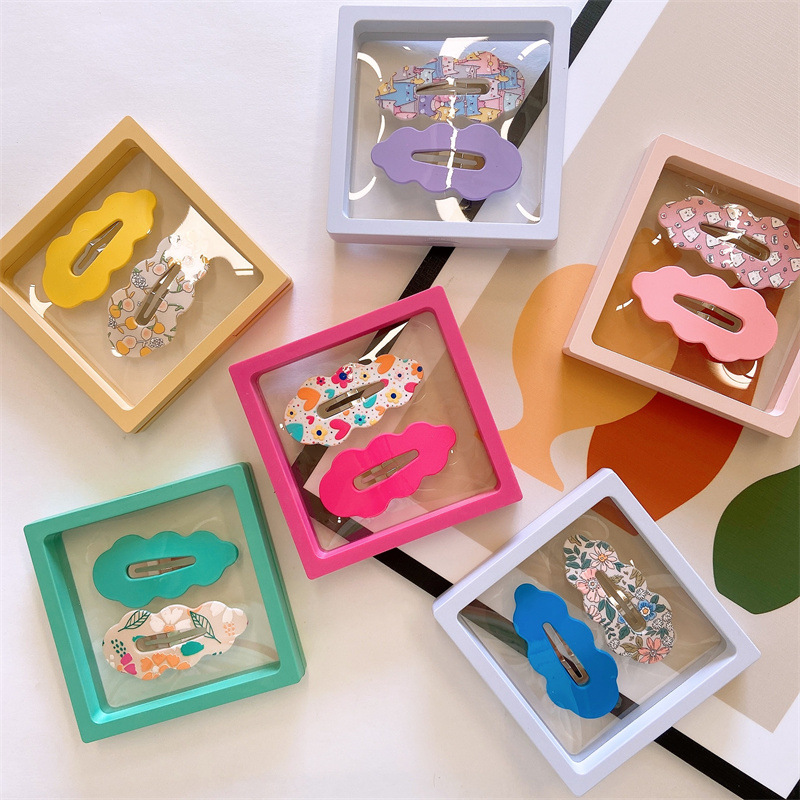 Children's fluorescence geometric cute bangs with gears