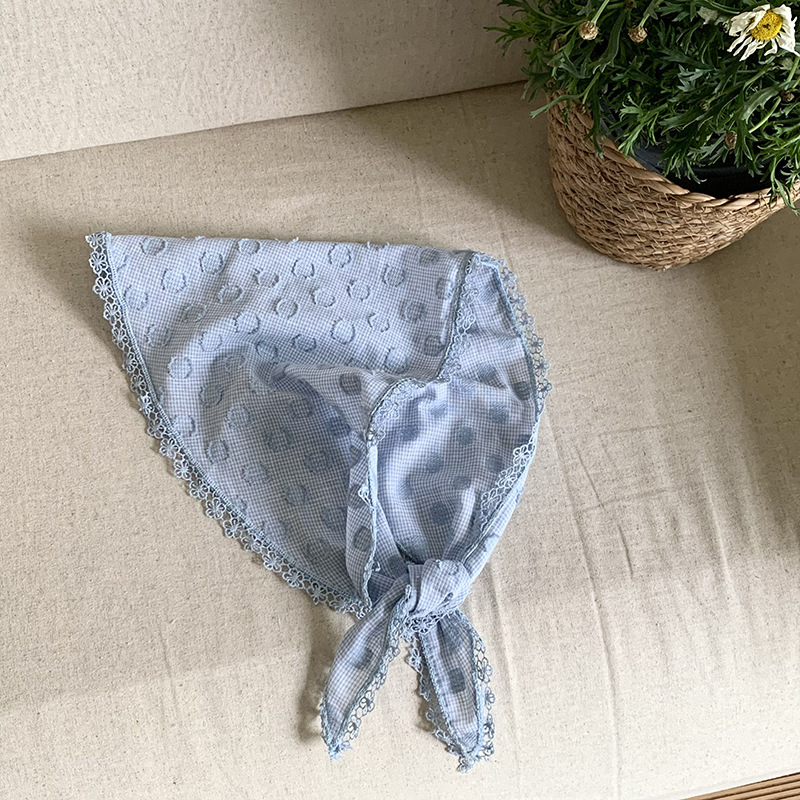 Bufanda triangular babero femenino retro turbante verano femenino encaje pastoral lunares estampado bufanda de seda bufanda de moda