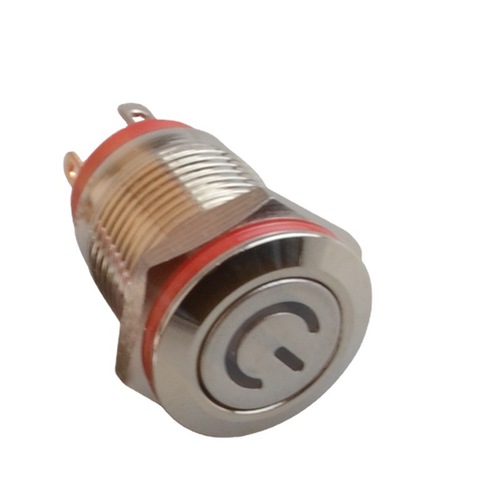 12MM Metal Button Flat Head Power Symbol LED Light Waterproof Self-Reset Button One-Touch Start Switch