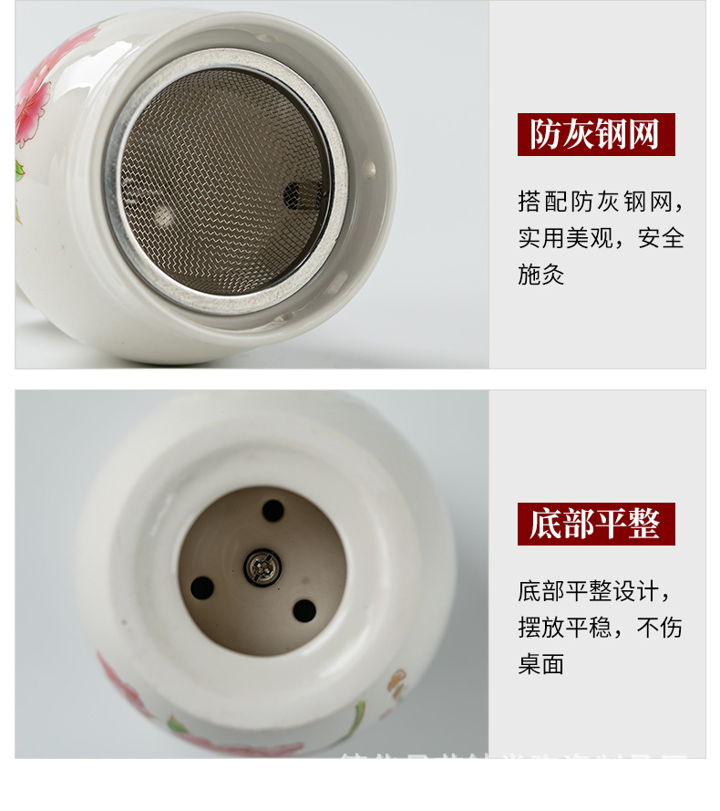 Ceramic Double-Layer Moxa Cup Multi-Function Moxibustion Box Full Body Handheld Gua Sha Jar in use