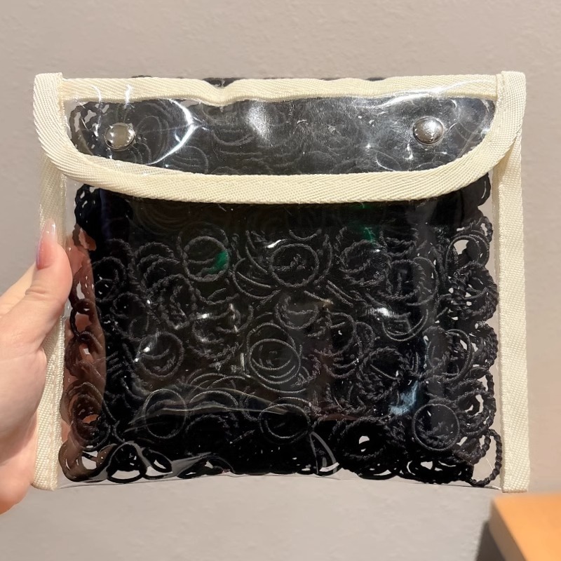 Niños pulgar negro anillo de pelo correa de goma de alta elasticidad bebé atado corda de pelo de correa de pelo de niñas no lastimar adornos de pelo de cabello