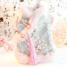 狗狗衣服秋冬装厚款公主唐装流苏旗袍盘扣小型犬宠物6925跨境批发