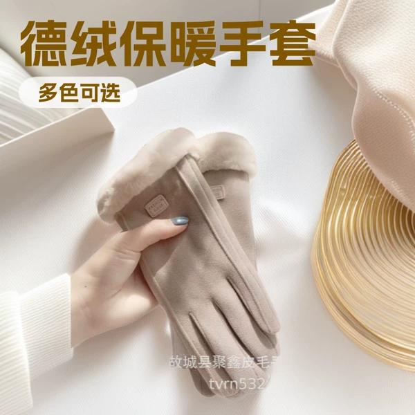 Women's Autumn and Winter Warm Gloves, Thickened with Fleece, Cute Thermal Gloves for Cycling, Windproof, Touchscreen-Compatible