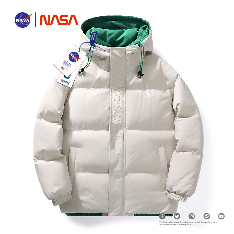 NASA Joint-nombre abajo abrigo de algodón acolchado hombres falso de dos piezas encapuchadas marca de moda engrosada ropa de algodón caliente pareja abrigo ropa de invierno de las mujeres