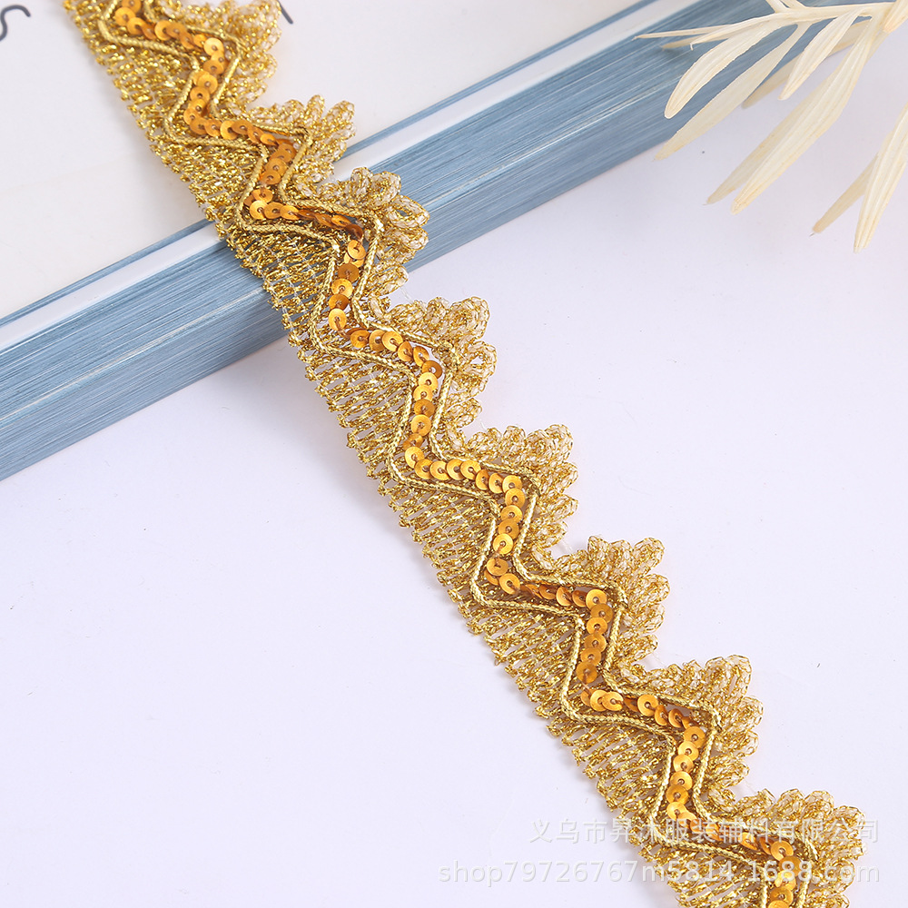 Dragón año Chanel estilo encaje accesorios hechos a mano bricolaje Ropa de Oro encaje cortina encaje en stock