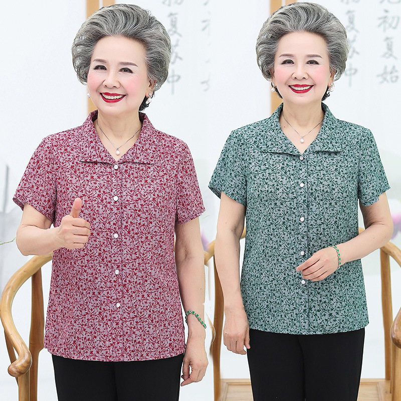 壹件代發上海廠家批發分銷夏裝女奶奶襯衫媽媽春夏襯衣媽媽短袖