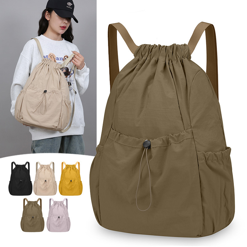 Lightweight Drawstring Backpack Foreign Trade Korean Style Large Capacity Outdoor Backpack Women's Commuting Leisure Travel Bag Wholesale