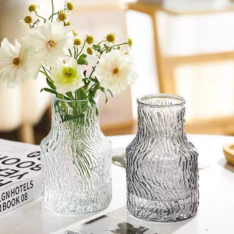 厂家供应玻璃花瓶冰川纹花瓶