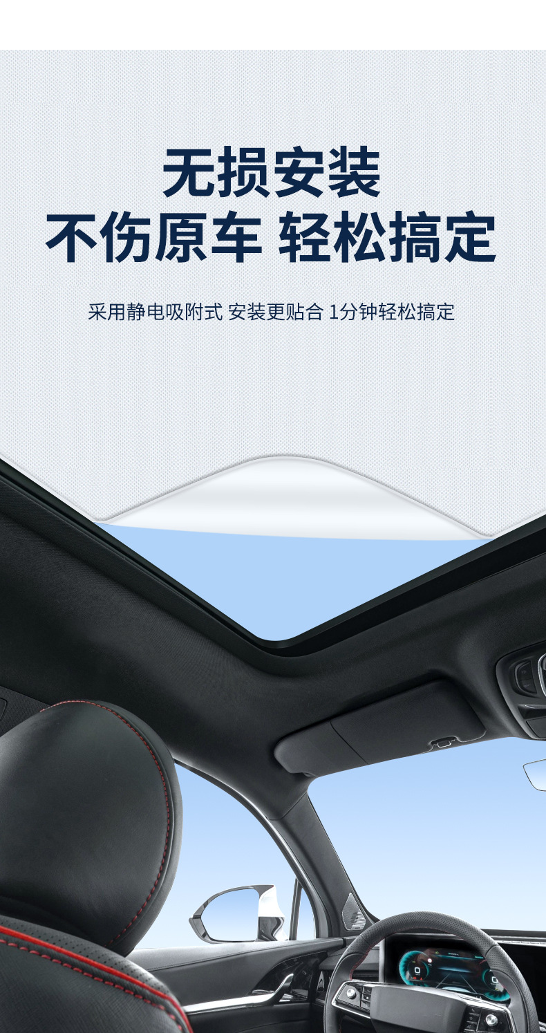 Suitable for Luxgen 23 Models Luxgen N7 Sunroof Electrostatic Sunshade Curtain, Sun Protection Privacy Sunshade Panel, Non-Transparent