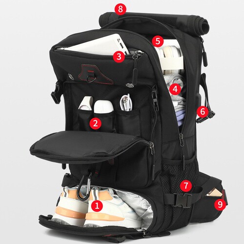 Travel backpack with a sense of luxury, multi-functional, for men, can be worn diagonally, extra large mountain travel backpack