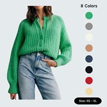 Z 96845 Casual Solid Crew Neck Cardigan 休闲纯色圆领开衫新款