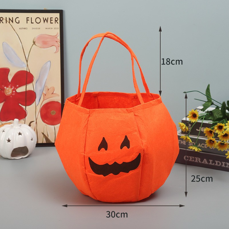 Bolsa de Dulces de Calabaza de Halloween de Tela Portátil para Niños
