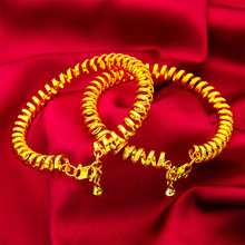 越南沙金女士光面手镯批发跨境饰品手镯批发弹簧扁手镯